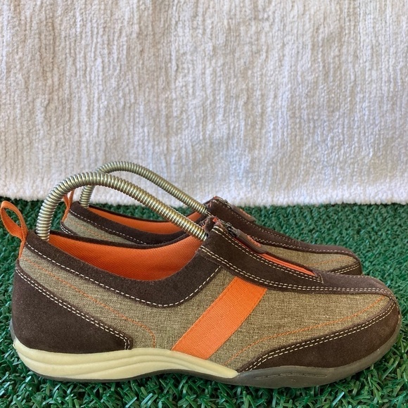 Lands' End Shoes - Lands End Womens Brown/Orange Trekker Front Zip Casual Lightweight Shoes SZ 8